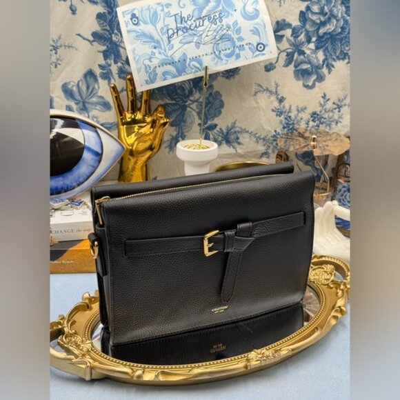 🆕 OROTON 🧿 NWOT Margot Crossbody, Black Pebble Leather - Picture 2 of 16